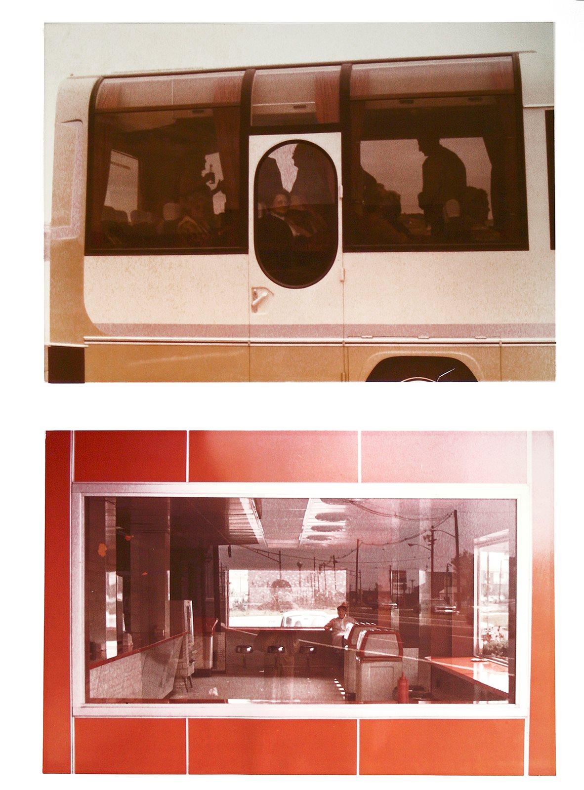 [top] Tourist-bus Portugal, 1980 ; [bottom] New Highway Restaurant in New Housing Development, Jersey City, N.Y.